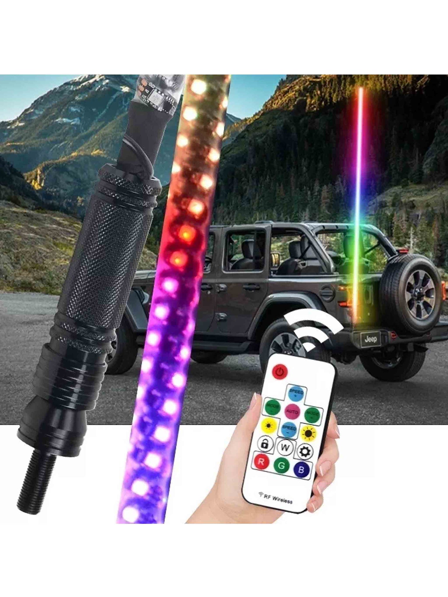 Antena Led Rgb Bluetooth De 120 Cm Jeep