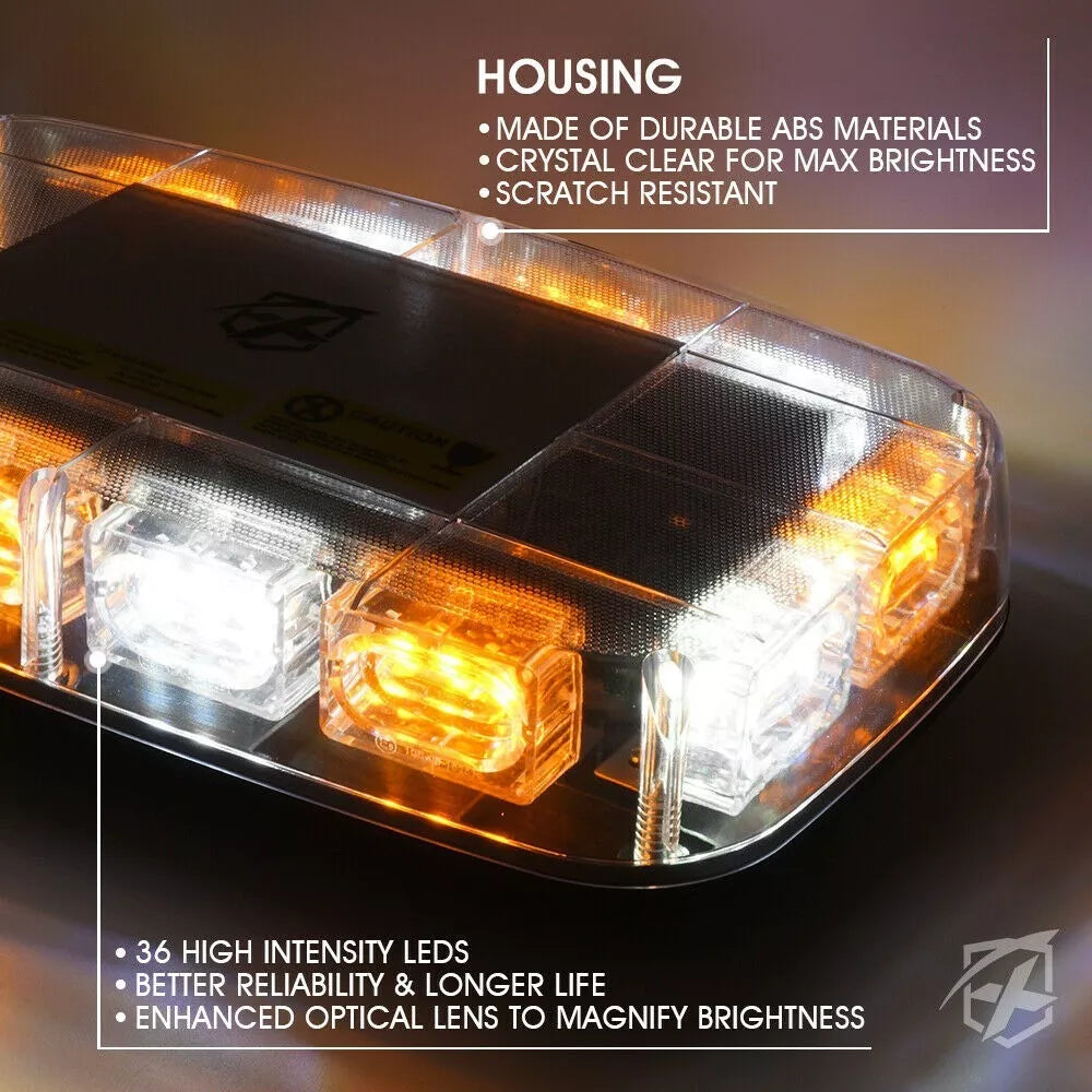 Torreta Led Blanco/ámbar 12/24v 36 Leds Autos De Seguridad