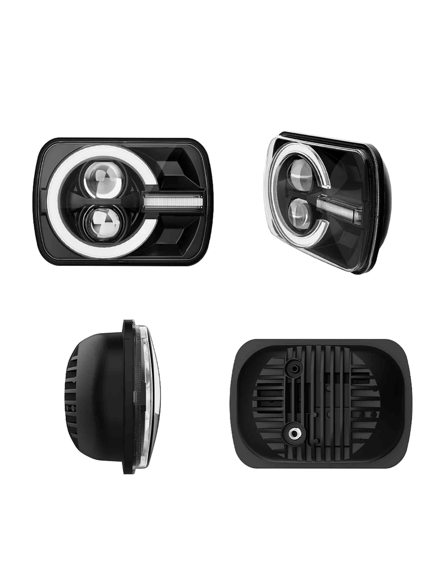 Faro LED Rectangular con iluminación DRL alta/baja para Jeep Wrangler Cherokee